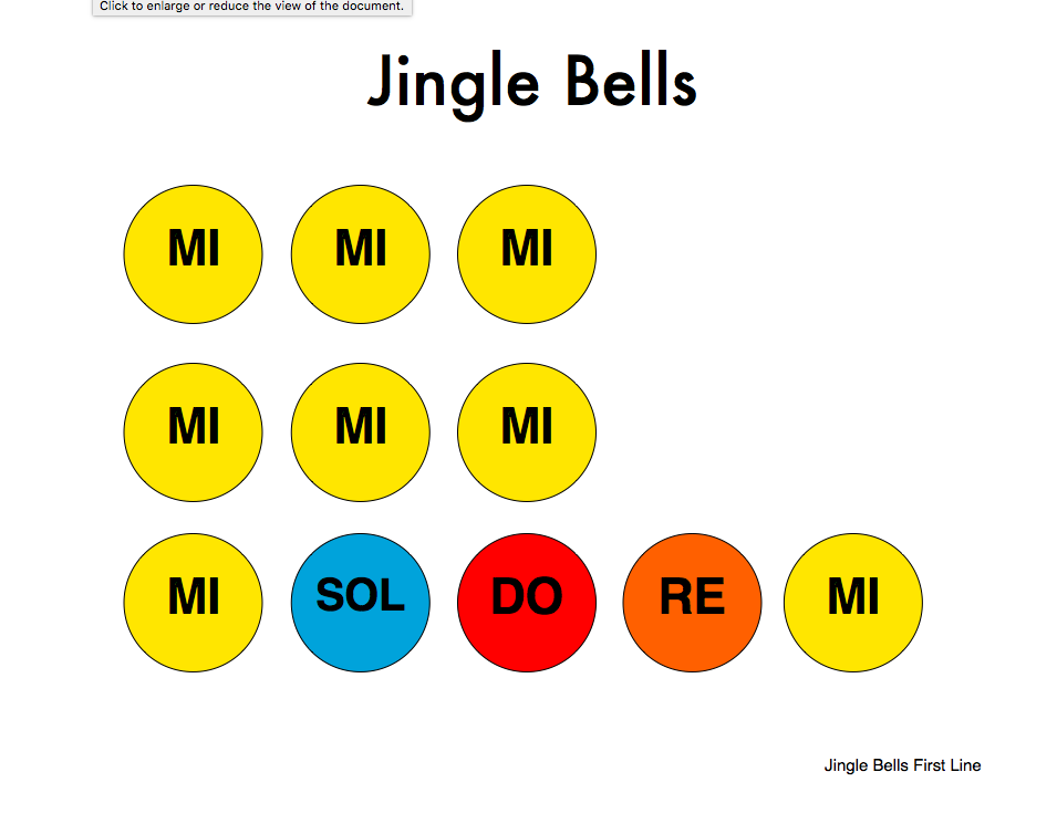 Jingle Bells Solfa dots first phrase screen shot